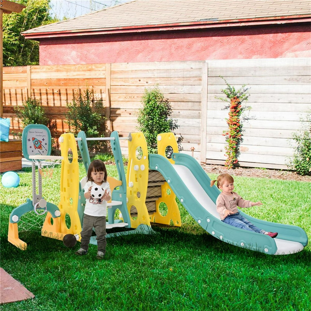 5 in 1 Toddler Slide and Swing Set for Backyard, Indoor Outdoor Play