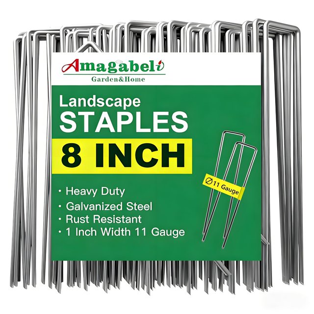 Grapas para jardinería AMAGABELI galvanizadas de 20 cm, calibre 11, paquete de 200