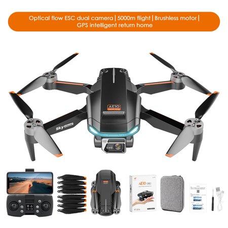 Jahy2Tech AE10 Drone with Camera for Adults Mini Drone 4K HD Dual Camera With Light Flow Dron Brushless Motor GPS FPV WIFI Black 2023