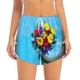 thumbnail image 4 of Lsque Elephant Trunk Couple Flowers Printed Women's Running Shorts with Liner Pockets,Elastic Quick Dry Workout Athletic Gym Yoga Shorts,Womens High Waist Shorts-Large, 4 of 9