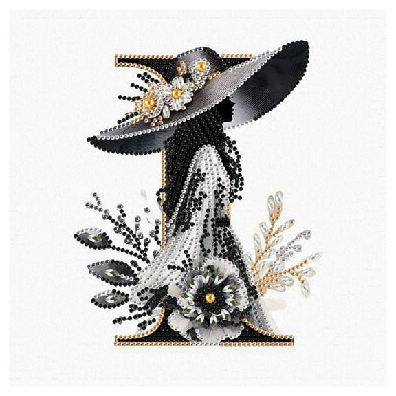 5D DIY Diamond Painting Kit Elegant Lady Letter I Special Shape Creative Diamond Craft Suitable for Home and Office Decor, Festive Gifts