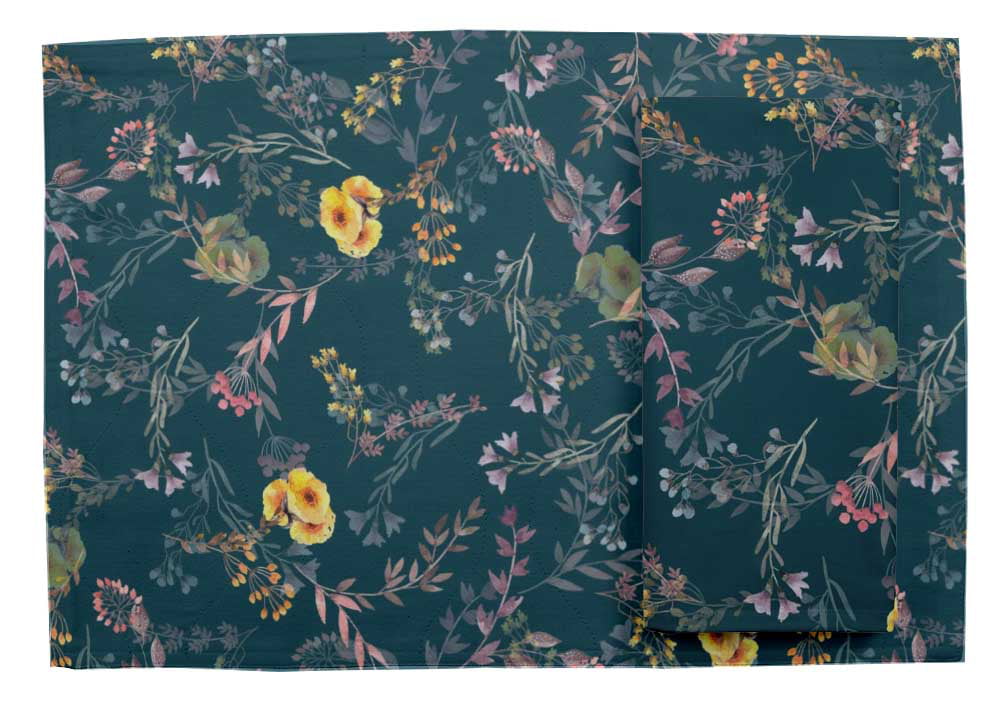 Details about   S4Sassy Leaves & Blue Flower Floral Printed Tablemats With Napkins set-FL-64D 