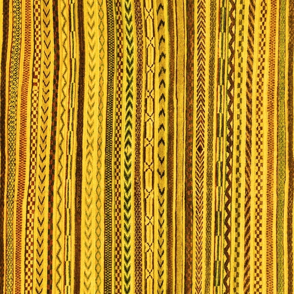 Ahgly Company Indoor Square Abstract Yellow Modern Area Rugs, 3' Square