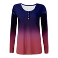 thumbnail image 3 of Dndkilg Fall Long Sleeve Shirts for Women Button Down Petite Going Out Tops Sexy Henley Tie Dye Elegant Blouses Slim Fit Cute Womens Tshirt Dark Purple L, 3 of 4