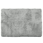 Clara Clark Set of 3 Absorbent Bath Mat Non-Slip Backing Rubber Bathroom Rugs, Large, 32x48, Silver