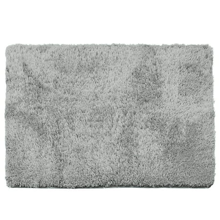Clara Clark Set of 3 Absorbent Bath Mat Non-Slip Backing Rubber Bathroom Rugs, Large, 32x48, Silver