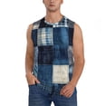 thumbnail image 1 of Fotbe Indigo Patchwork Quilt Men's Camiseta sin Mangas Estampada para Hombres, Playera Casual para Gimnasio, Entrenamiento, Playa-Small, 1 of 7