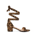 thumbnail image 3 of BLISSFUL STEP Women's Opened Toe Block Heel Lace up Dress Sandals Leopard 8, 3 of 7