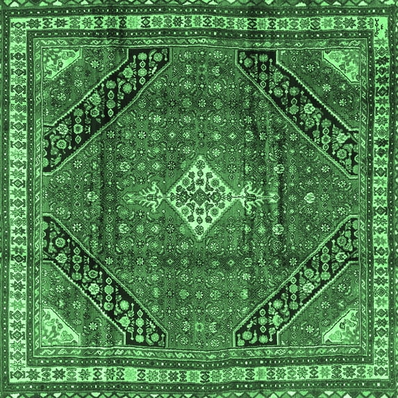 Ahgly Company Indoor Square Persian Emerald Green Traditional Area Rugs, 5' Square