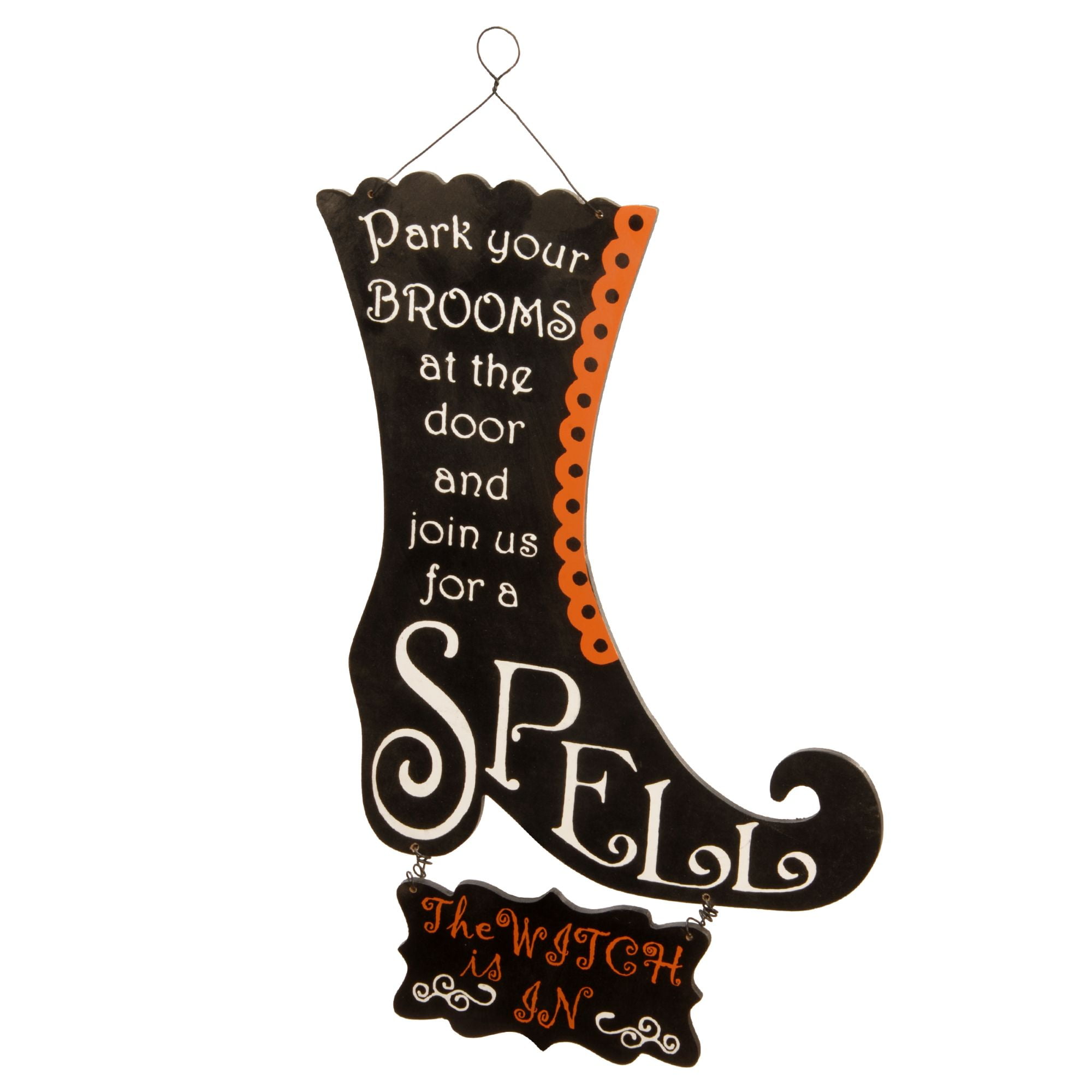 18" Halloween Witch's Black Boot Wall Hanging
