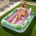 thumbnail image 5 of SLOOSH Inflatable Tanning Pool Lounger Float, 85" x 57" Extra Large Suntan Sun Tan tub for Adults & Kids, Tanning chair, Bed Blow up, Raft Lounge Floatie,XL-Cyan Pink, 5 of 8