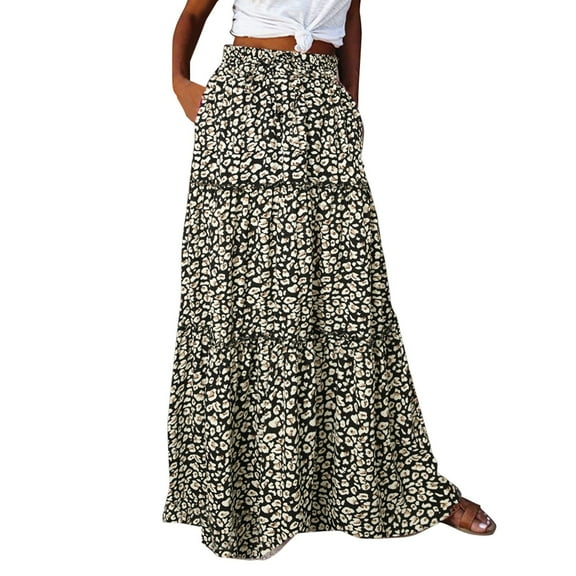 Clearance! Black Pleated Skirts Purple Mini Skirt Women's Boho European and American Loose Casual High Waisted Faux Leather Skirt