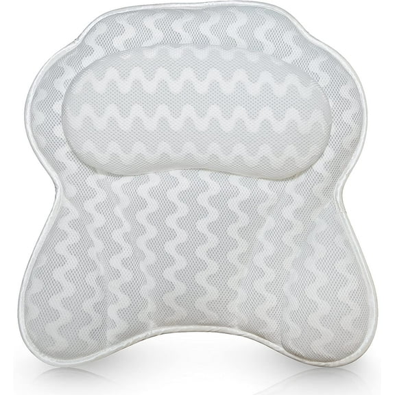 Bath Pillow for Tub, Luxury Bathtub Pillow Head and Neck Support, Relaxing Spa Cushion Head Rest for Tub, Bathtub Accessories for Women and Men with Quick Drying 3D Air Mesh Portable Washable