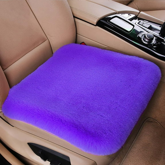 Herrnalise Car Seat Cushion,17.4" Soft Warm Fluffy Plush Vehicle Seat Cushion with Non-Slip Backing for Comfortable Driving,Universal Car Accessories for Home and Office Chair,Purple
