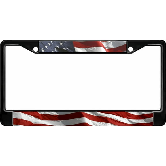 U.S. Flag Black License Plate Frame