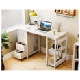 thumbnail image 2 of 40 Inch Computer Desk with Drawers, Small Home Office Desk with Storage Shelves, Modern PC Desk for Small Spaces, White Writing Desk, 2 of 7
