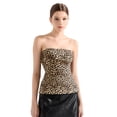 thumbnail image 1 of Camiseta de tubo SUUKSESS para mujer con estampado de leopardo, doble forro, talla M, 1 of 7