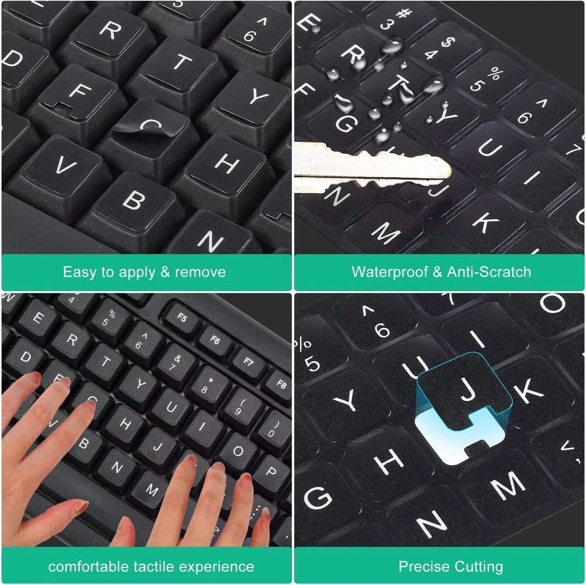 CIRCLE- 2Pcs English Keyboard Stickers With Tweezer, Universal White Letters