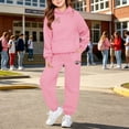 thumbnail image 2 of CPNG Girls 2 Piece Outfits Football Bow Print Long Sleeve Hoodie with Matching Jogger Pants Kids Loose Casual Sweatsuit Set, 2 of 5