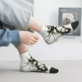 thumbnail image 2 of Fuzoiu Black And White Rose Print Adult Socks, Crew Moisture-wicking Socks, Unisex Cushion Crew Socks,Casual Sports Ankle Socks, 2 of 7