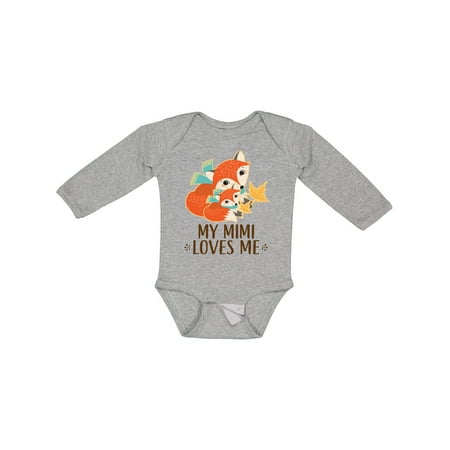 

Inktastic My Mimi Loves Me Fox Grandchild Gift Baby Boy or Baby Girl Long Sleeve Bodysuit