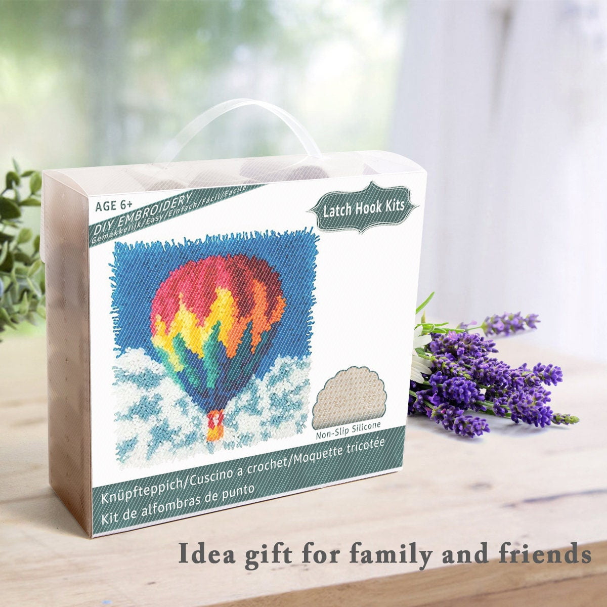 Latch Hook Rug Kits Embroidery DIY Hot Air Balloon Pattern Crochet Needlework Crafts for Adults and Kids Beginners 20"x 15"