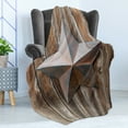 thumbnail image 4 of Prehistoric Country Soft Flannel Fleece Throw Blanket, Antique Rusty Star on the Weathered Wooden Planks Vintage Retro Image, Cozy Plush for Indoor and Outdoor Use, 50" x 60", Brown, by Ambesonne, 4 of 5