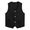 thumbnail image 4 of VNKIDY Boys Vest Kids Black Formal Waistcoat Classic Button Front Design Pockets For Dress Up Special Occasions Soft Top Black 13-14 Years, 4 of 5