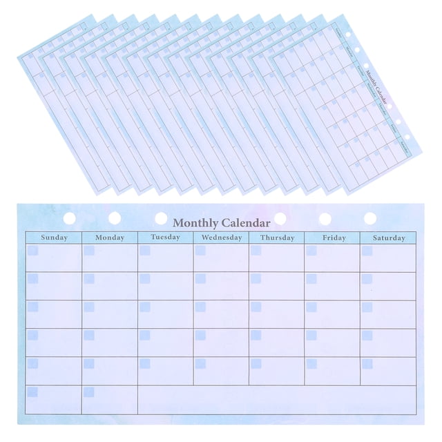 Shisuyan 14 Sheets Monthly Planner Refill For 6 Ring Binder Diy Undated Notebook Inner Page 6 Hole Loose Leaf Monthly Planner Sheets