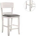 thumbnail image 5 of CoSoTower Contemporary Dining Room Counter Height Chairs Set Of 2 Chairs Only White Solid Wood Gray Padded Fabric Seat, 5 of 8