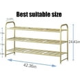 thumbnail image 2 of Shoe Rack Long 3 Tier Shoe Storage Organizer Metal Wide Shoe Shelf for Closet Entryway Bedroom 24 Paris Large Capacity, Gold, 2 of 12