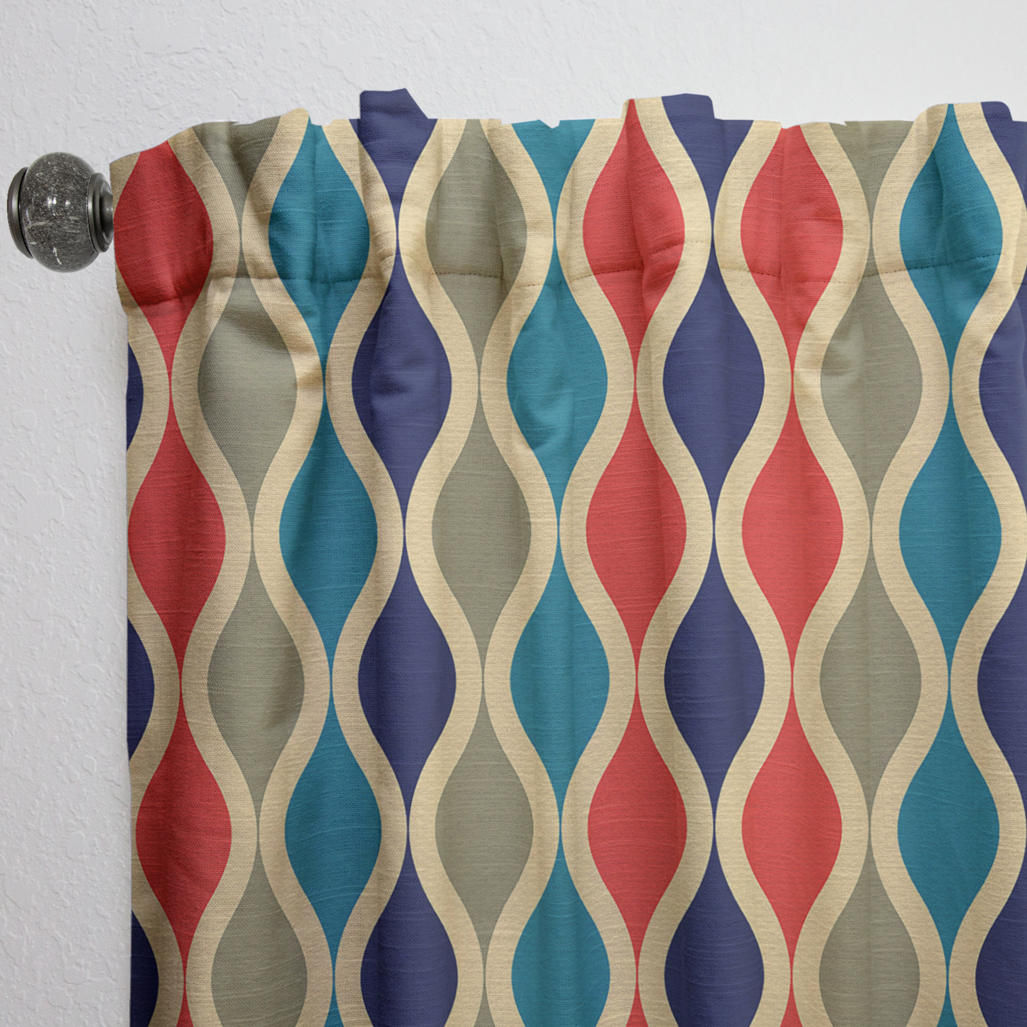 Designart 'Ornamental Retro Design VI' Mid-Century Modern Curtain Panel