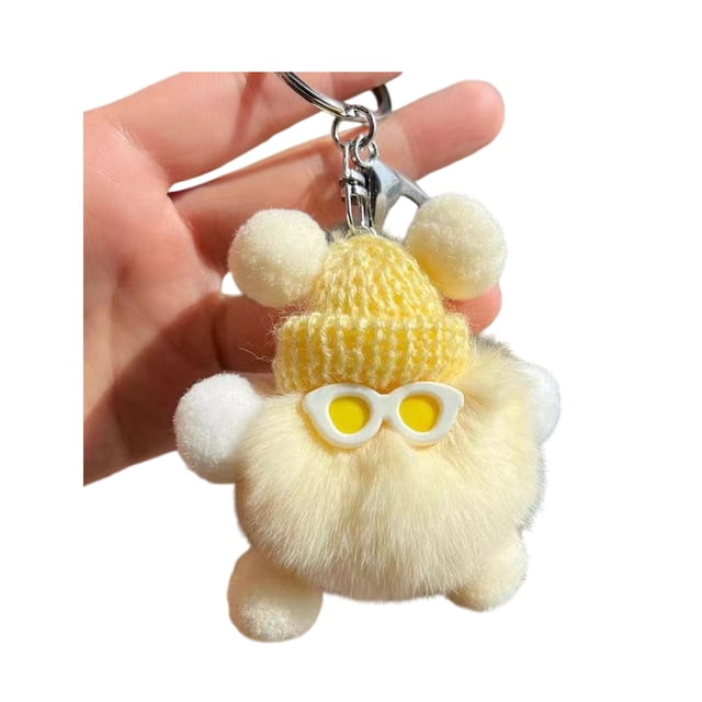 Llavero de peluche de conejo de peluche con forma de muñeca de dibujos animados, accesorio decorativo para bolso o coche, regalo de apoyo emocional.