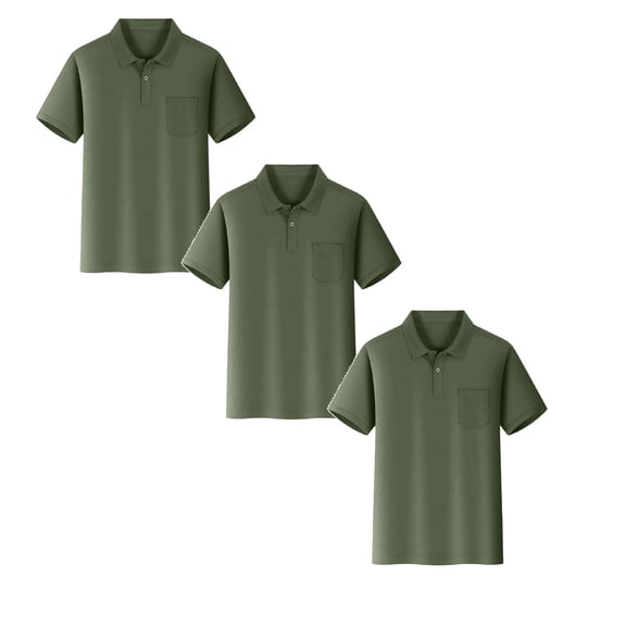 lnmuld 3-Pack Boys and Girls Polo Shirts Casual Short Sleeve Solid Color Pocket Shirt Comfortable Kids Top for Daily Wear and Play Size:7-8 Years