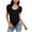Black, variant on LOVZFMLL Fashion Women Round Neck Short Sleeve Pleated Solid Bodysuit Blouses Black L