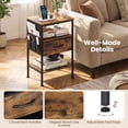 thumbnail image 6 of Giantex Nightstand w/Charging Station, End Table w/Fabric Drawer, 2 AC Outlets, USB and Type-C Port, Brown, 6 of 7