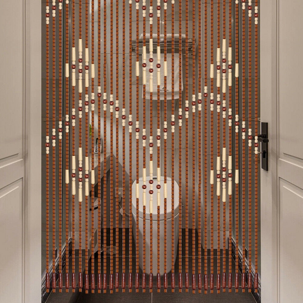 Miumaeov Wooden Beads Bohemian Curtain Doorway String Curtain Blinds Tassel Room Divider