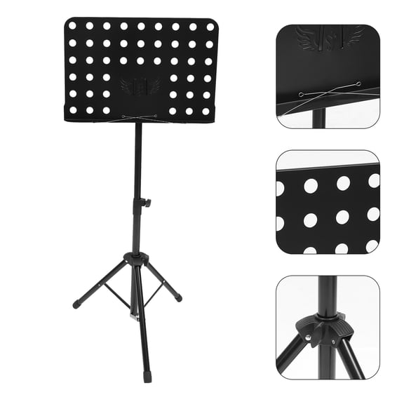 WHAMVOX Portable Music Stand for Performance Free Hands Adjustable Angle Black 1pc