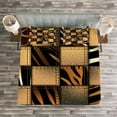 thumbnail image 3 of Ambesonne Savannah Quilted Bedspread Set 3 Pcs, Earthy Wildlife Patchwork, Queen Size, Black and Brown, 3 of 3