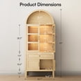 thumbnail image 5 of Cottinch 71" Arch Storage Cabinet with 4 Doors & Adjustable Shelves,Drawer,Wooden Bookshelf Cabinet,LED Lighted Display Cabinet,Wood, 5 of 10