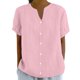 thumbnail image 1 of Nueva camiseta de mujer con cuello en V pequeño y botones sueltos - Camisa con botones de moda para primavera-verano - Prenda informal versátil de color liso, 1 of 5
