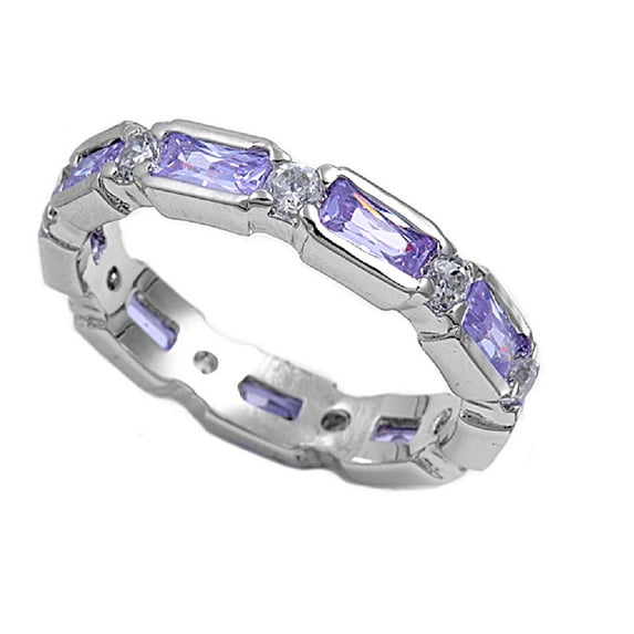Eternity Links Lavender Cubic Zirconia Ring Sterling Silver 925 Size 6