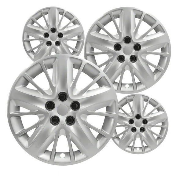 Fuel Rider Set of 4 18 inch Silver Screw-On Hubcaps With 5 Spoke Compatible With 2014-2020 Chevrolet Impala Standard Steel Wheel Covers