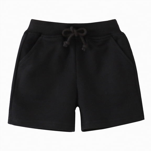 Zanarzt Summer Shorts Toddler Boys Athletic Shorts Casual Beach Shorts Boys Cotton Basketball Soccer Shorts 6-7 Years,Black
