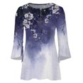 thumbnail image 5 of clear 50% off Usmixi Under $5 Tunic Tops for Women Winter Womens Button up Henley Shirts Spring Lightweight Pleated Hem 3/4 Sleeve Pullover Tops V Neck Fashion Floral Print Tunic Blouses Flash Deals, 5 of 5