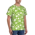 thumbnail image 2 of Bixox Men's Green White Flowers Printed Short Sleeve Skinny Athletic T-Shirt, 2 of 6