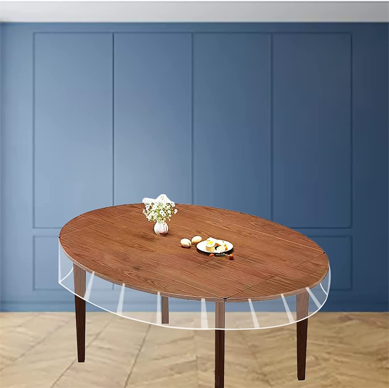 Clear Vinyl Tablecloth Protector Oval 100 Waterproof Table Cover 54