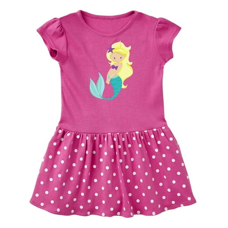 

Inktastic Cute Little Mermaid Blonde Hair Purple Sea Star Gift Baby Girl Dress