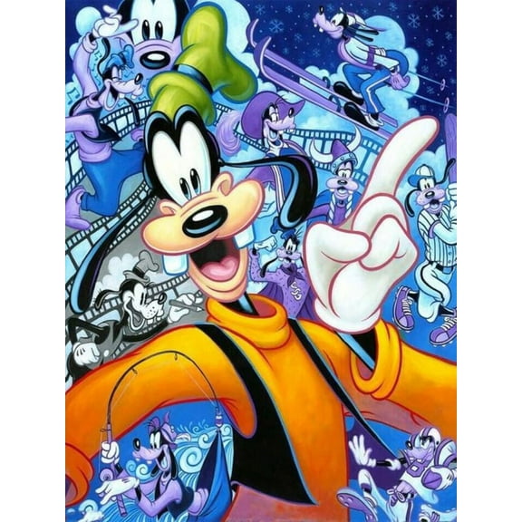 Diamond Painting Kits for Adults 5D DIY Round Diamond Number Kits with Full Drill Large Size 12x16 Inch Goofy Goof Diamond Embroidery Paintings for Home, Office, Wall Decor