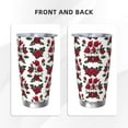thumbnail image 3 of Picia Rose Flowers Pattern 20 oz Tumbler Stainless Steel Vacuum Insulated Coffee Ice Cup Double Wall Travel Flask Dual Lid Water Bottle, Eco-friendly Car Cup-Straw Three-piece Set, 3 of 8